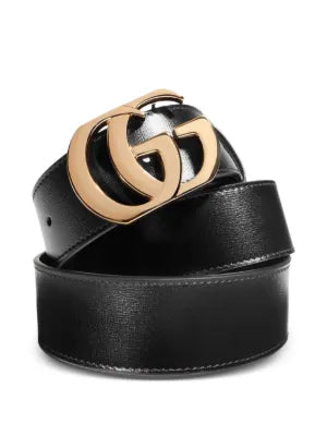 Guuccii Black leather belt Gold Buckle