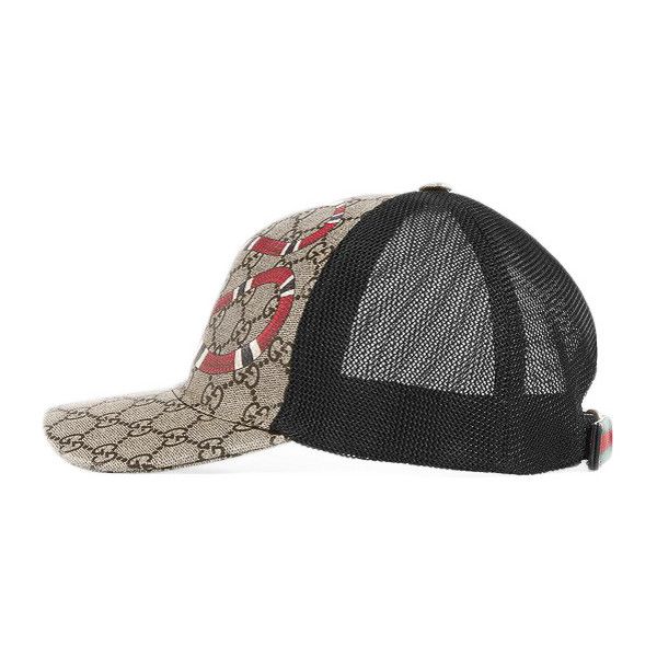 Guuccii Snake Print Gg Supreme Baseball Hat Beige Black