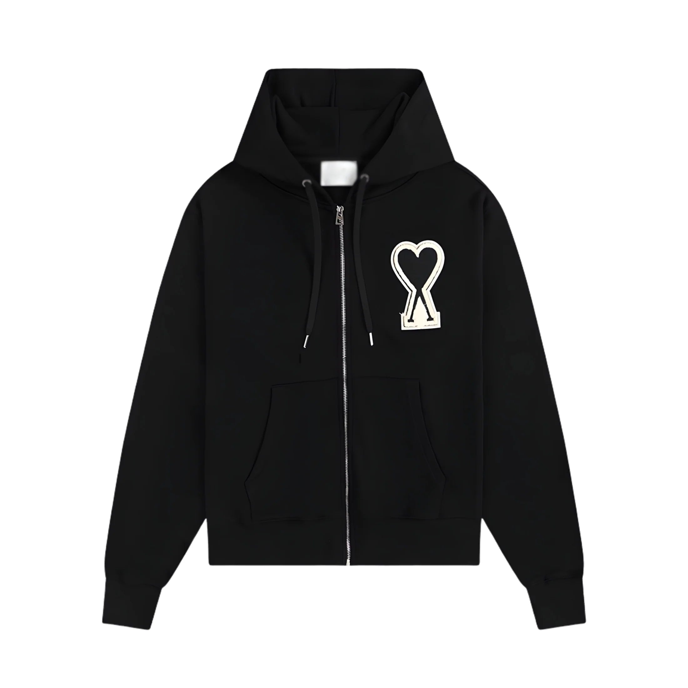 A-Zip Up White On Black