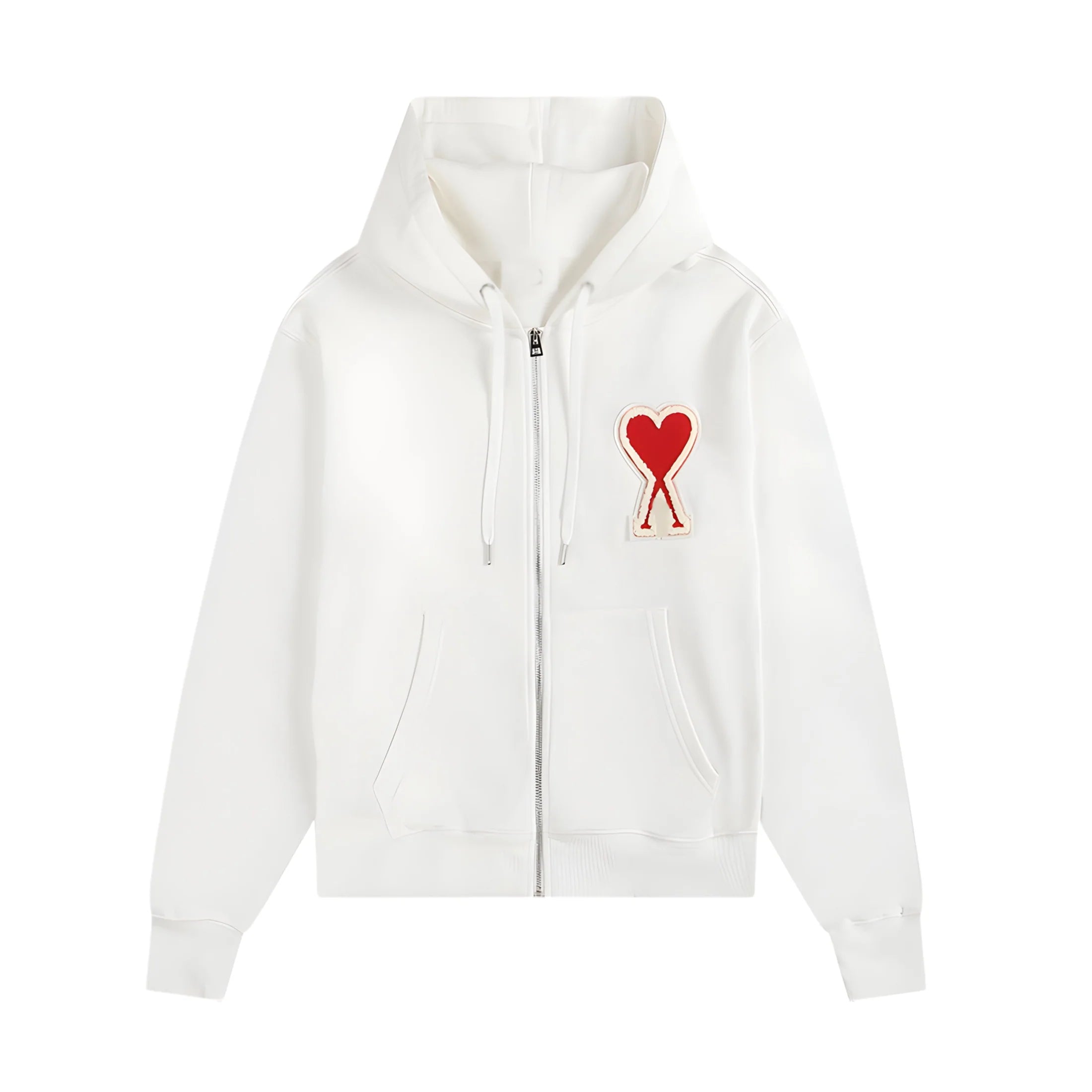 A-Zip Up Red On White