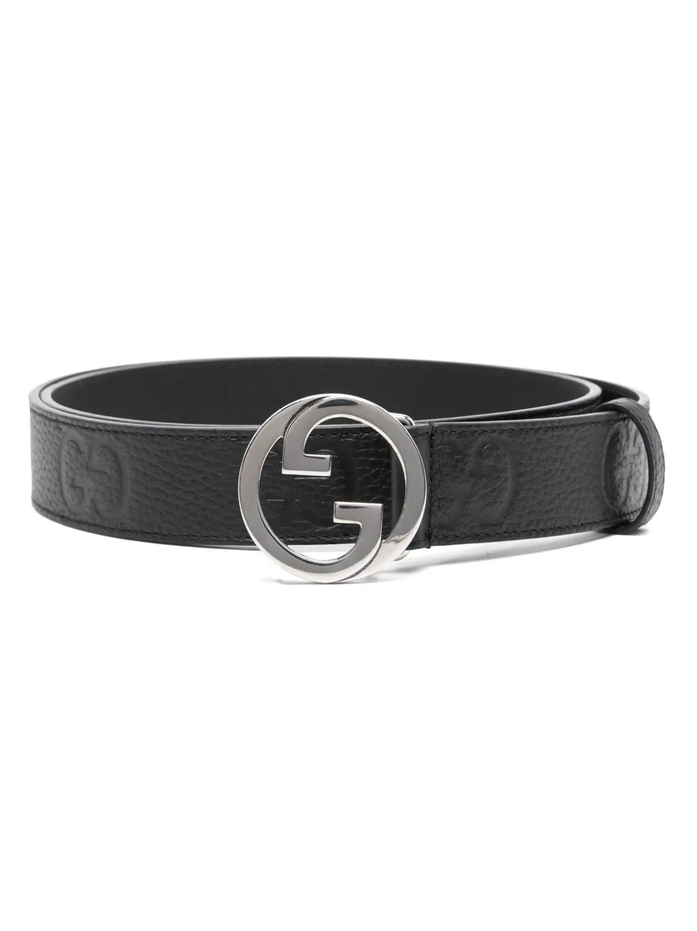 Guuccii Blondie leather belt Black Silver Buckle